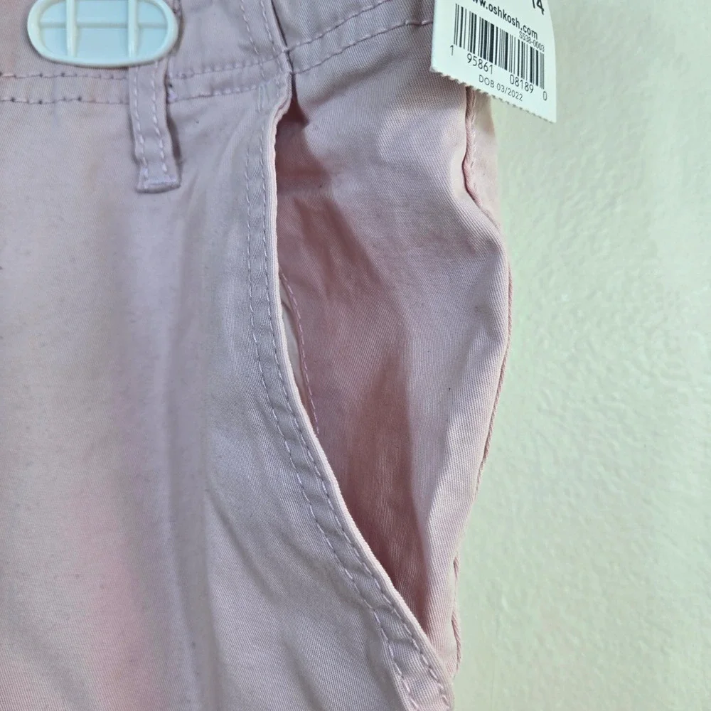 OshKosh Bgosh Boys Light Pink Twill Flat Front Preppy Chino Shorts 14 NEW Summer